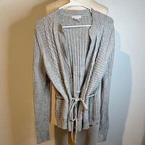 Hannah Light Gray Cable Knit Cardigan 100% cotton